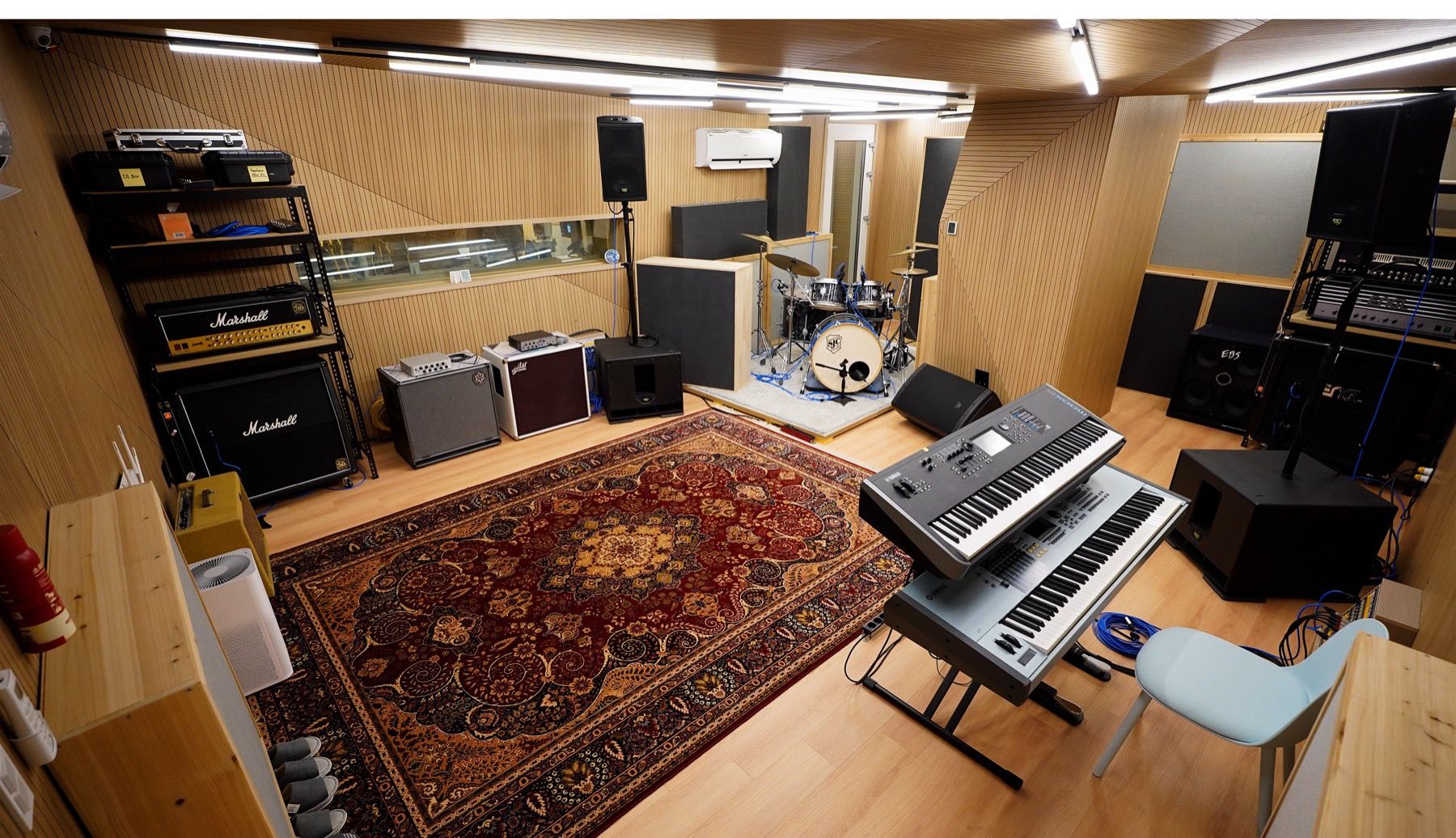 The live room, ready for a session
